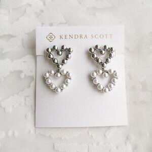 Kendra Scott Ashton Heart Silver Earrings White Pearl